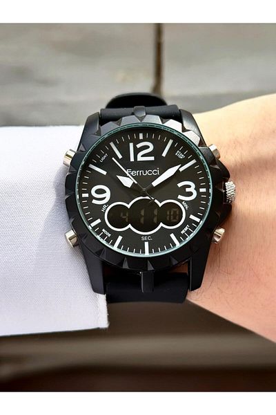 Ferrucci Plastic Band Digital & Analog Dial Sports Wrist Watch