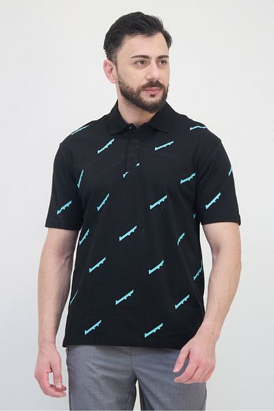 Selected Homme Men Regular Fit Short Sleeves Allover Print Polo Shirt, Multicolor