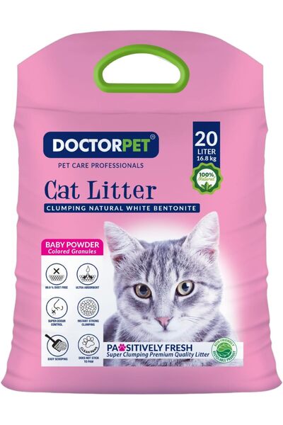 Doctor Pet Clumping Natural White Bentonite Baby Powder Cat Litter - 20L
