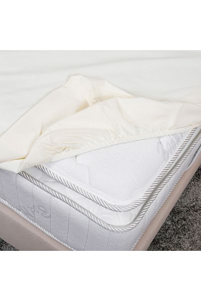 Bed N Home SA طقم ملاءات سرير مُجهزة، ١٠٠٪ قطن مصري، ٢٥٠ خيط، عاجي، ٢ غطاء وسادة. ١٠٠ × ٢٠٠ سم