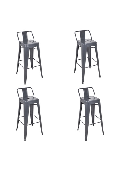 ChairLife Tolix Sırtlı Metal Bar Tabure (4 Adet)