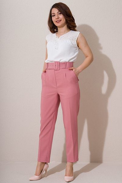 KAŞİHA Belted Double Fabric Carrot Model Atlas Trousers
