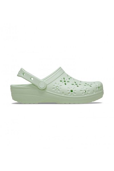 Crocs Green Classic Floral Cut Out Clog