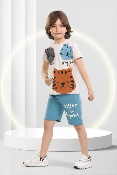 ruhaay Tiger Printed Boy's Short Sleeve Summer Shorts Bottom Top Suit