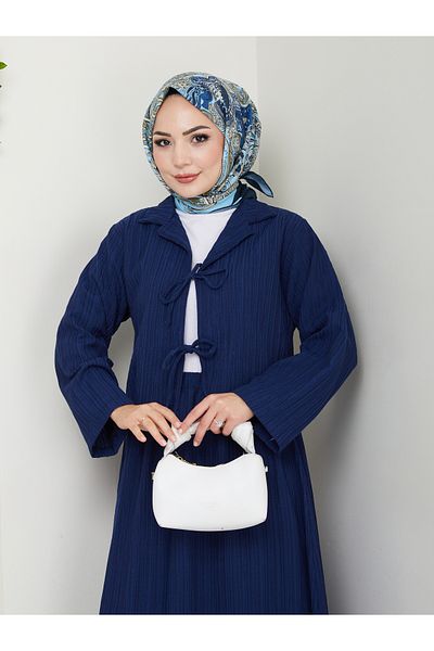 exxitcollection Set kimono dublu din țesătură Seersucker pentru damă, cu fustă legată