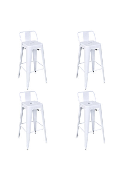 ChairLife Tolix Sırtlı Metal Bar Tabure (4 Adet)