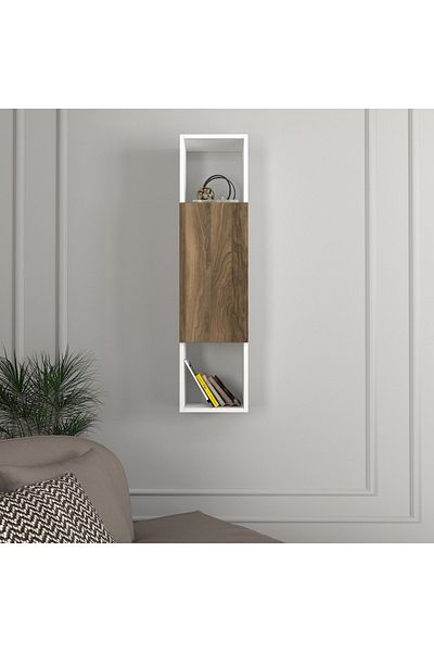UnicUtil Wall Shelf, Nordic Elegance, UnicUtil, 29.5 x 22 x 120 cm, White-Brown, UUETA42