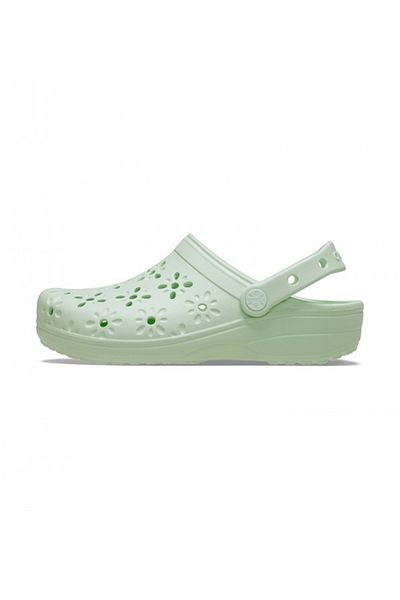 Crocs Green Classic Floral Cut Out Clog