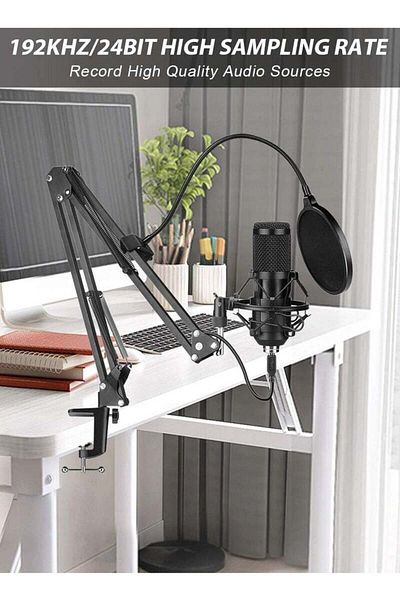 COOYA USB Condenser Microphone with Adjustable Stand, 192KHZ/24BIT,Professional Studio Mic Kit