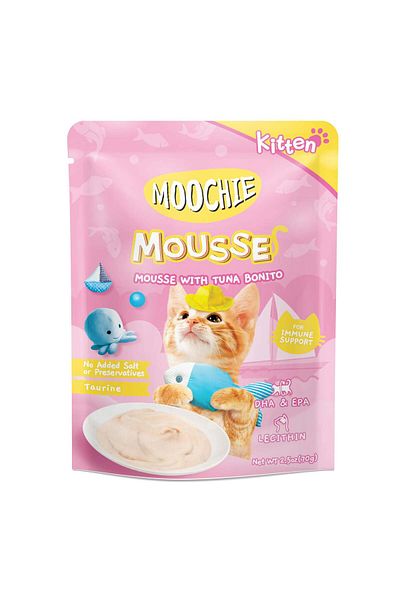 MOOCHIE Kitten Mousse With Tuna Bonito 70g - Pouch Pack Of 6