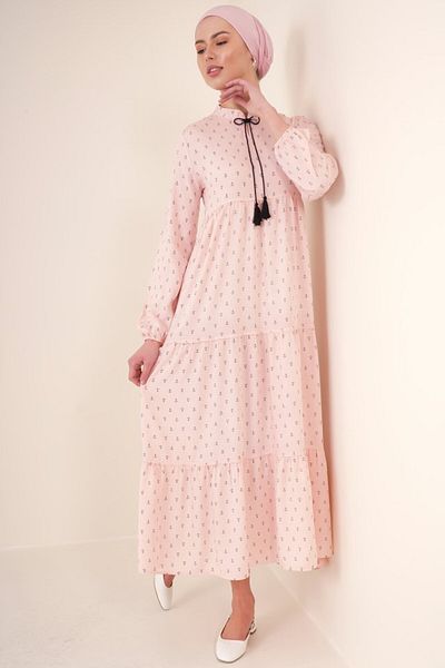 hilla line 1627 Collar Lace Hijab Dress, Long Sleeve Comfortable Fit Seasonal Stylish Model