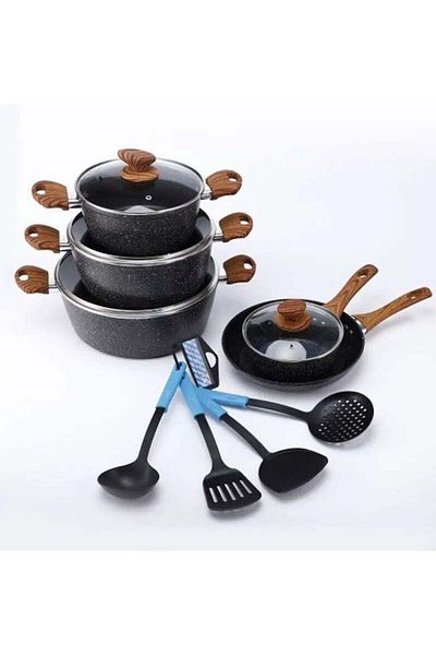 huitich 13 Pcs Non Stick Cooking Pots and Pans Aluminum Cookware Set with Glass Lid