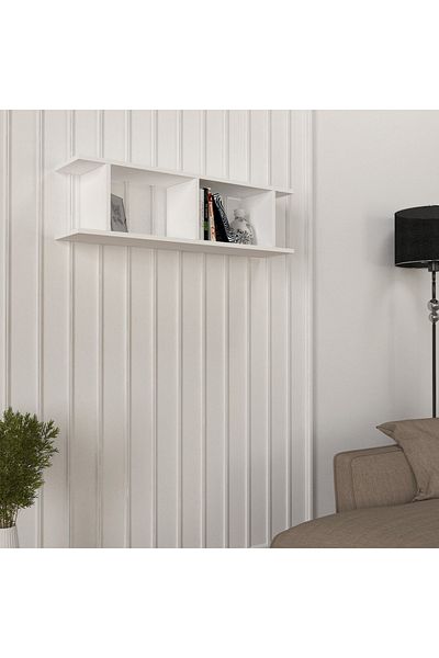 UnicUtil Wall Shelf, Floating Elegance, UnicUtil, 100 x 22 x 27.6 cm, Matt White, UUETA40