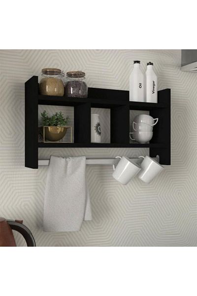 UnicUtil Kitchen Organizer Shelf, Black, UnicUtil, 63.6 x 35 x 15 cm