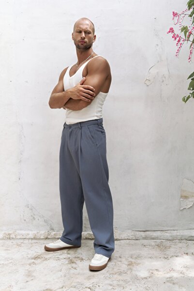 BOHEMAİ Ayyubay Indigo Pleated Men's Trousers