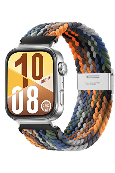 MMP SHOP Huawei Watch Fit 3 / Fit 4 / Fit 4 Pro Uyumlu Metal Clips Kumaş Örgü...