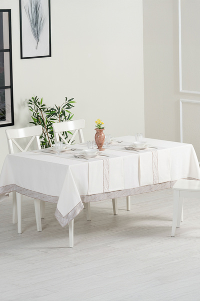 Tropikhome Alba Jakar Damla Desen Runnerlı Set Leke Tutmaz 160x220 Cm Lüks Ma...