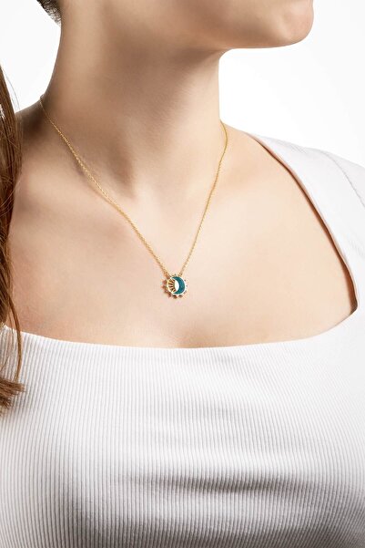 So CHIC... Gün Batımı 18 Ayar Sarı Altın Kaplama 45 Cm Gümüş Minimal Kolye