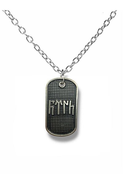 Herşey Nota Gokturkish "Turkish" Written Imprint Necklace – Silver Color Unisex Metal Plate Jewelry