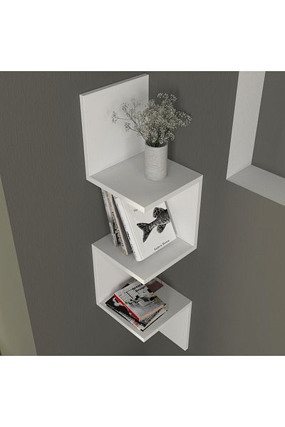 UnicUtil Corner Wall Shelf, UnicUtil, 25 x 25 x 105 cm, White