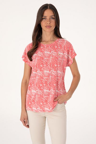 U.S. Polo Assn. Women's Pink Patterned Crew Neck T-Shirt 50305761-Vr167