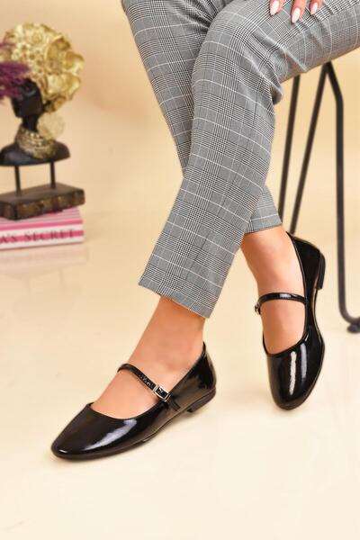 MODAONN حذاء باليرينا نسائي - حذاء كاجوال، حزام وإبزيم مفصل