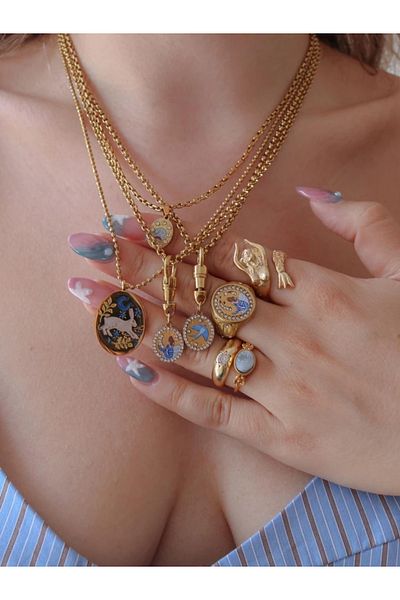 Reorah Collection Vintage Moonlight Bunny Steel Necklace
