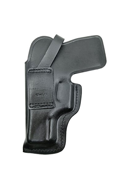 Aresoutdoors Glock 19 İçin Uyumlu Siyah Gerçek Deri Namlu Ucu Kapalı Kemeriçi Silah Kılıfı