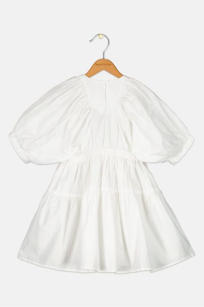 Gant Kids Girl Solid Flared Summer Dress, White