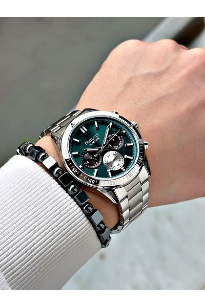 Ferrucci Ferrucci̇ Function Silver Metal Men's Watch with Blue Dial