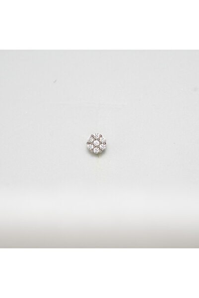 Piercing by Sever Yuvarlak Çiçek Model Çelik Piercing… Gümüş/Silver Renkli Ve Şeffaf Taşlı (TRAGUS HELIX CONCH FLAT)