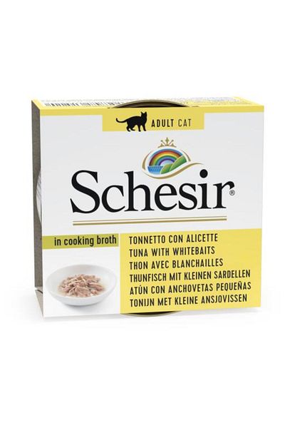Schesir Cat Can Broth-Wet Food Tuna With Whitebait 70g