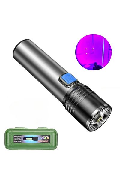 Heinast 1200mAh with Box 395nm UV Flashlight Blacklight Zoomable USB Rechargeable UV Light Ultraviolet Flash
