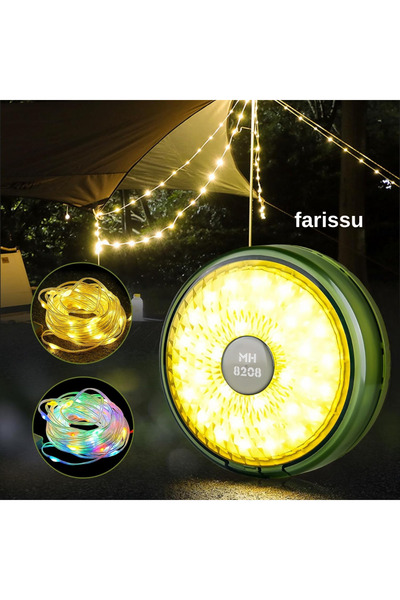 farissu 10 Metre RGB LED Kamp Lambası | Powerbank Özellikli, Type-C Şarjlı, Taşınabilir Işık Zinciri