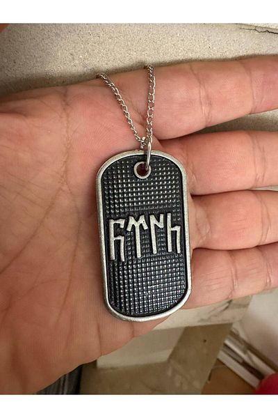 Herşey Nota Gokturkish "Turkish" Written Imprint Necklace – Silver Color Unisex Metal Plate Jewelry