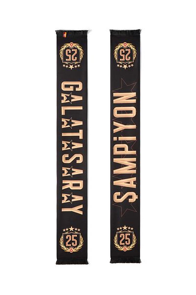 Galatasaray Licensed 25 Championship 5 Star Black Shawl Scarf