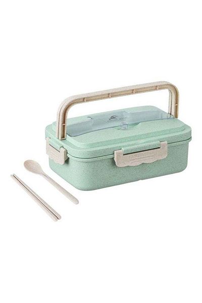 COOYA Microwave Compatible Lunch Box With Cutlery Healthy Food Container ABS Pink 8.5x5.9x2.2cm