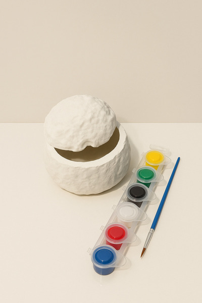 Genel Markalar Ay Desenli Kapaklı Kutu Boyama Seti – 6 Renk Boya + Fırça | hobi Seti