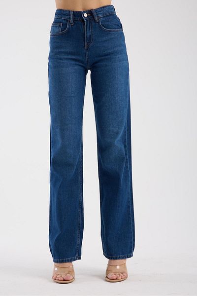 Store 100% Cotton High Waist Wide Leg Casual Denim Trousers