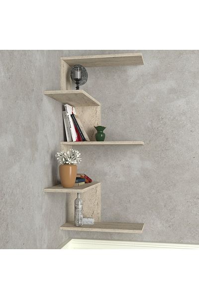 UnicUtil Wall Shelf, Modern Twist, UnicUtil, 51.5 x 51.5 x 109 cm, Cream, UUETA43