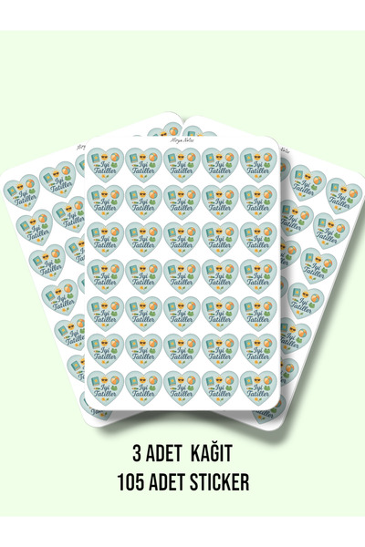 KanvasSepeti 105 Pieces 3 cm Happy Holidays Sticker Set - Graduation & Gradua...