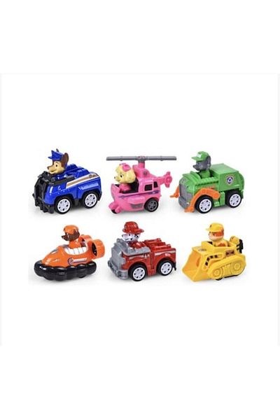 PAW PATROL Set of 6 Paw Patrol Figures and Vehicles, Tnagora®, 9 cm