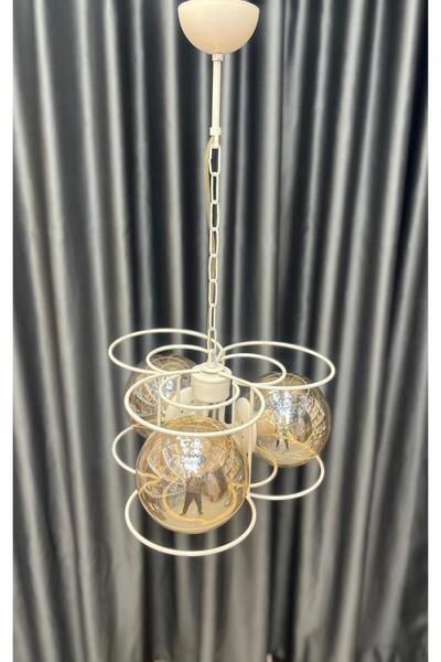AVİZE 3 LÜ CAM METAL AVİZE
