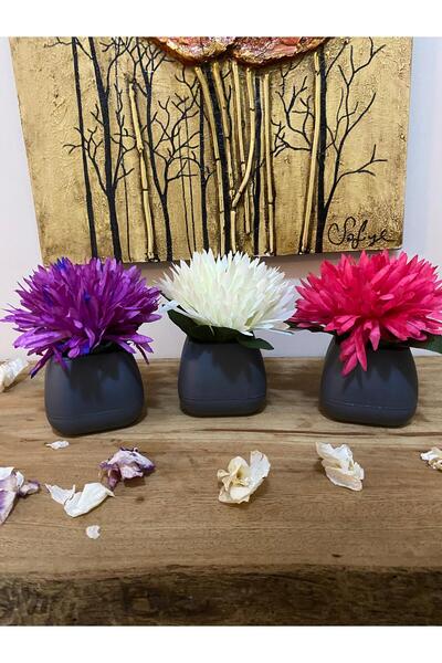 lameko 3Pcs Medium Size Artificial Dry Flower Decorative Table Decor Blossom Artificial Flower