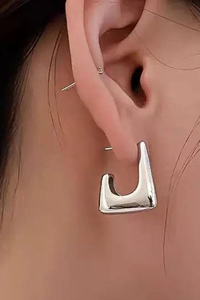 TAKIŞTIR Silver Color Steel Earrings (Pair)