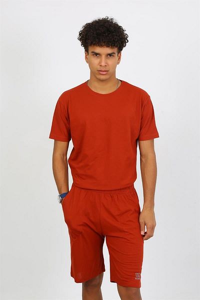 Celira Men's Cotton Lacoste Bottom Top Capri Pajama Suit Cream