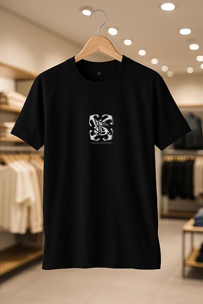 SELF CONTROL Dragon Off-White Logo Design Printed Oversize Unisex 100% Cotton Breathable Thick Fabric T-Shirt