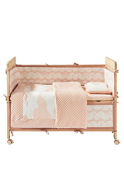 Baby Care Moon Ship Pink S Size 3 Piece Baby Bedding Set, 130X70 cm