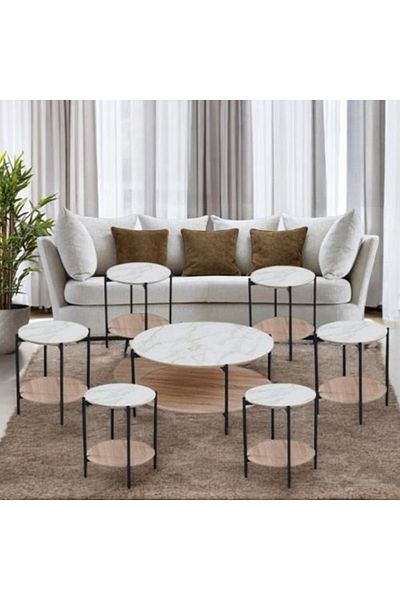DEC4 Modern tea table set with a luxurious touch, 6+1