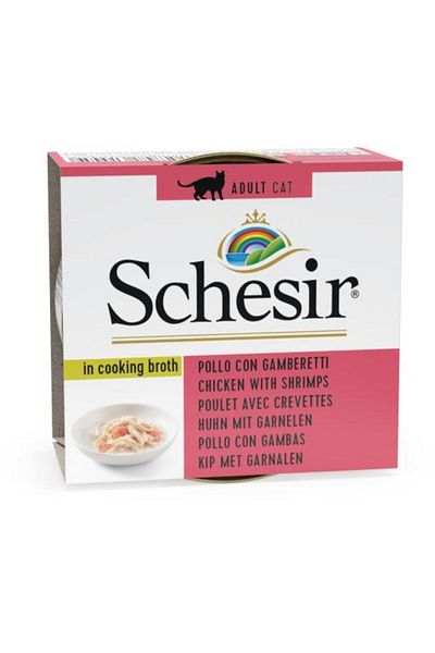 Schesir Cat Can Broth-Wet Food Chicken With Shrimps 70g